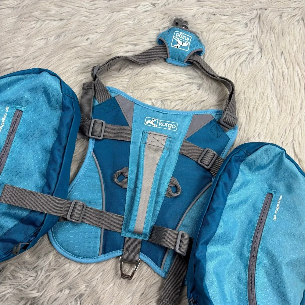 Kurgo Blue‎ Baxter Dog Backpack Saddlebag Pack Adjustable Saddlebag Hiking